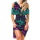 thumbnail image 1 of Moda mujer verano casual manga corta hombro frío hueco v-cuello impreso hueco vestido Fridja qw6108, 1 of 5