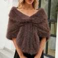thumbnail image 2 of Elainilye Fashion Women's Faux-Fur Collar Scarf Wrap Cold Winter Warmer Elegant Long Shawl Wrap,Brown, 2 of 9