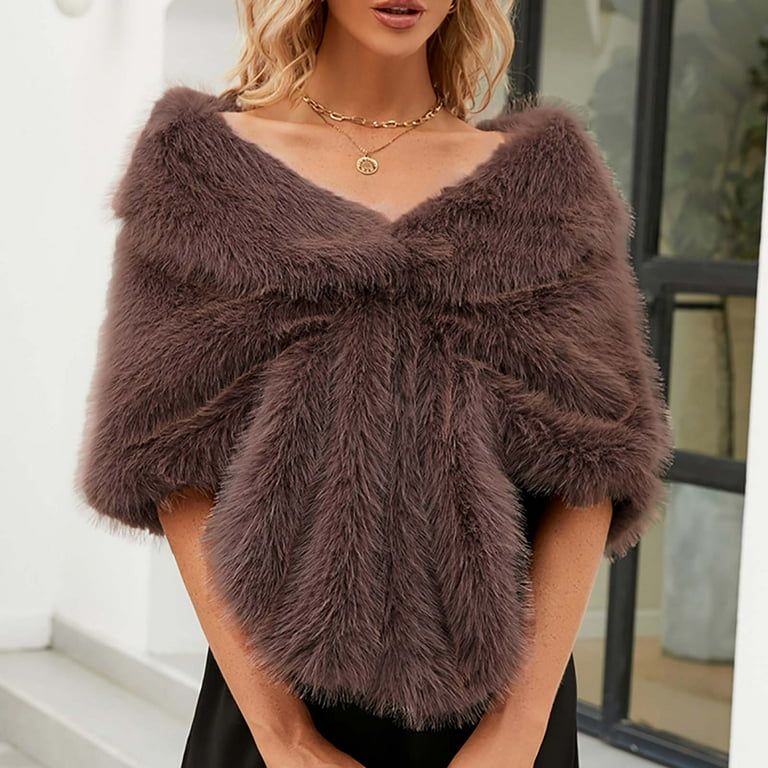 fur shawl for evening dress OLD MONEY Faux Fur Wrap Shawl Luxe Vintage-Inspired Evening Wrap