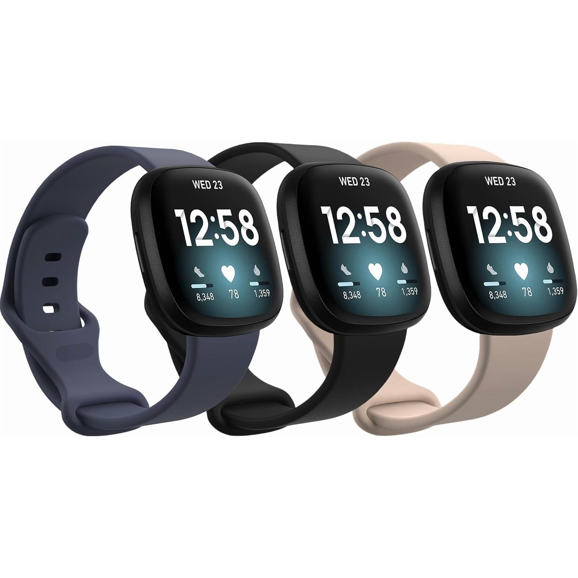 MYKOMI Compatible for Fitbit Versa 4 / Fitbit Versa 3 / Fitbit Sense 2 / Sense Watch Bands Women Men Soft Silicone Replacement Strap for Smartwatch Band