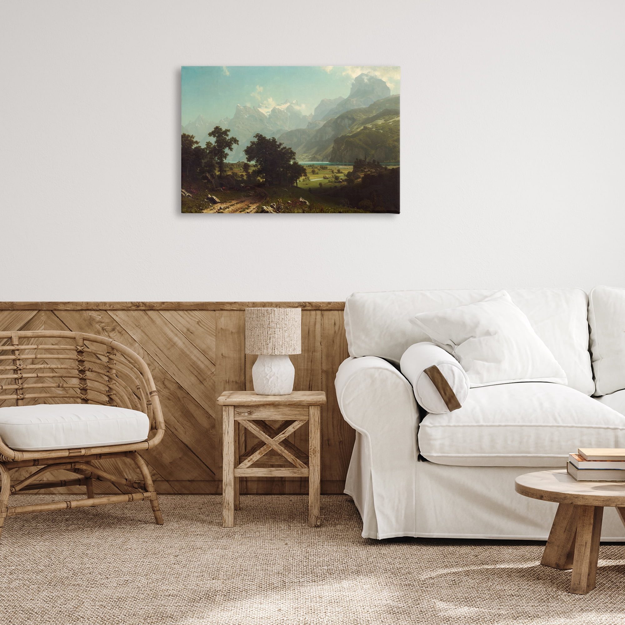 Stupell Industries Classical Bierstadt Lake Lucerne Landscape & Nature Painting Wrapped Canvas Art Print Wall Art, 30 x 20