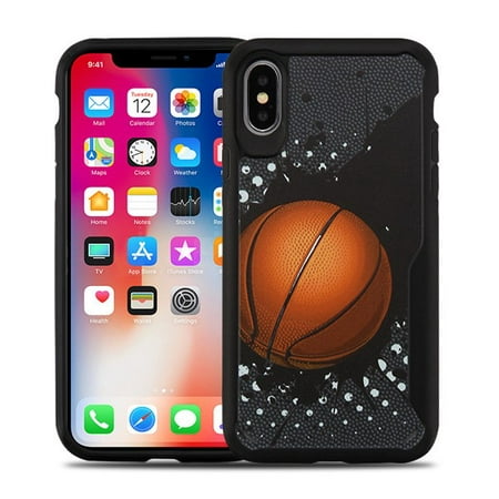 Apple iPhone XS / iPhone X (5.8 in) Phone Case Ultra Slim Hybrid Shockproof Armor Impact Rubber Hard Soft Protective Rugged Cover Slam Dunk Basketball Phone Case for Apple iPhone X, iPhone XS /