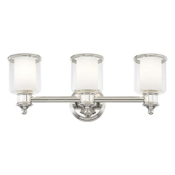 3 Light Bathroom Light in Traditional Style 23.5 inches Wide By 9 inches High-Polished Nickel Finish Bailey Street Home 218-Bel-2120421