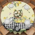 thumbnail image 2 of Summer Round Tablecloth 60 inches Black Plaid Truck with Lemons Fruit Yellow Theme Waterproof Oil-Proof Table Cloth Round Table Cover for Holiday Party Picnic Dinner Decor Indoor and Outdoor Use, 2 of 9