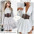 thumbnail image 2 of JASGOOD Women Corset Belts Wide Elastic Waspie Dark Brown Waist Belt for Dress, 2 of 7