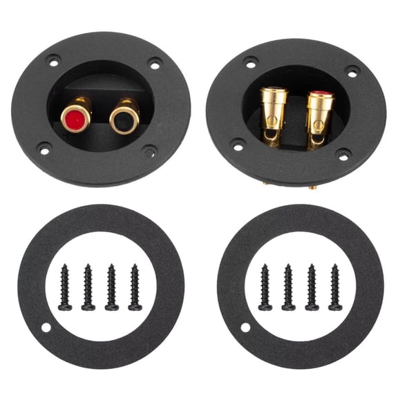 APPLAYERR 2pcs Speaker Box Terminal Connector Round Spring Cup for Subwoofer Plug Gold-Plated ABS Black 4.3cm Cutout 7.5cm Diameter