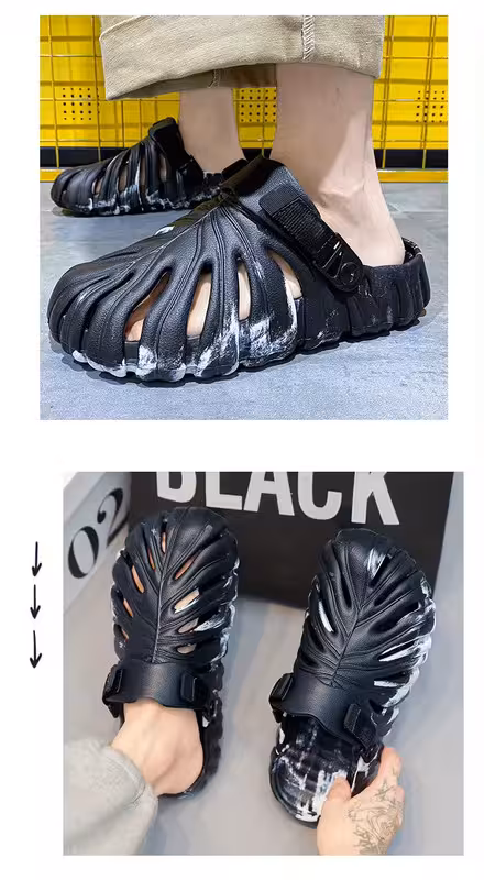 thumbnail image 4 of Monstera zuecos antideslizantes de Punta cerrada, zapatos de suela suave para caminar, sandalias de playa para jardín al aire libre, 4 of 7