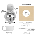 thumbnail image 4 of Cam Locks Cabinet Lock Keyed,5/8In(Length) Cylinder for 3/8In Max Panel Thickness,for File Drawer Mailbox Storage 6Pcs,6 * 5/8inch locks 18 * locking plates 12 * keys,Silver, 4 of 7