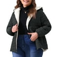 thumbnail image 2 of DARING DIVA Women's Plus Size Puffer Coat with Hood and Pockets 1X Black, 2 of 6