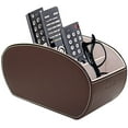 thumbnail image 4 of Remote Control Holder Table with Phone Pad Support Upgrade Size Stable PU Leather Control Caddy Storage TV Remote Control Organizer with 5 Spacious Compartments (DarkBrown with Support), 4 of 7