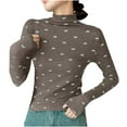 thumbnail image 2 of Summer Clothes for Women Women's Clothing Ndbuld Women's New Long Sleeve Round Neck Pullover Solid Color Casual Blouse Up to 35% off,Coffee,L, 2 of 3