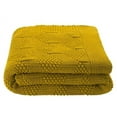 thumbnail image 3 of diagonal  design mustard knit  throw, 50 x 60"., 3 of 6
