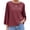 Burgundy, variant on Crew Neckline Women Solid Color 3/4 Sleeve Casual Shirt Tops