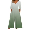 thumbnail image 2 of Roncen Women's Gradient Print Jumpsuit - Summer Casual Short Sleeve V-Neck Back Zipper with Side Pockets, 2 of 5