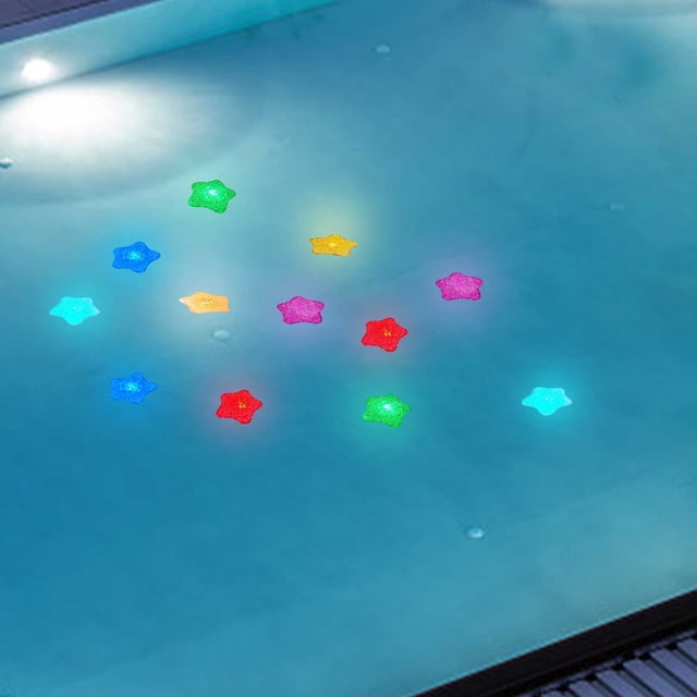 TIMIFIS Swim Glowing Stars 12Pcs Star Glow Color Changing Glow in The Dark Glitter for Bar Club Reception Reception Wedding Pool Decoration Swimming