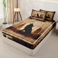 thumbnail image 2 of Homewish Rustic Wolf Howl Pattern Zipper Queen Comforter Set with Fitted Sheet and 2 Pillowcases,Wild Animal Paw Zipper Bedding Set For Boys,Black Reversible,4 Pieces, 2 of 7