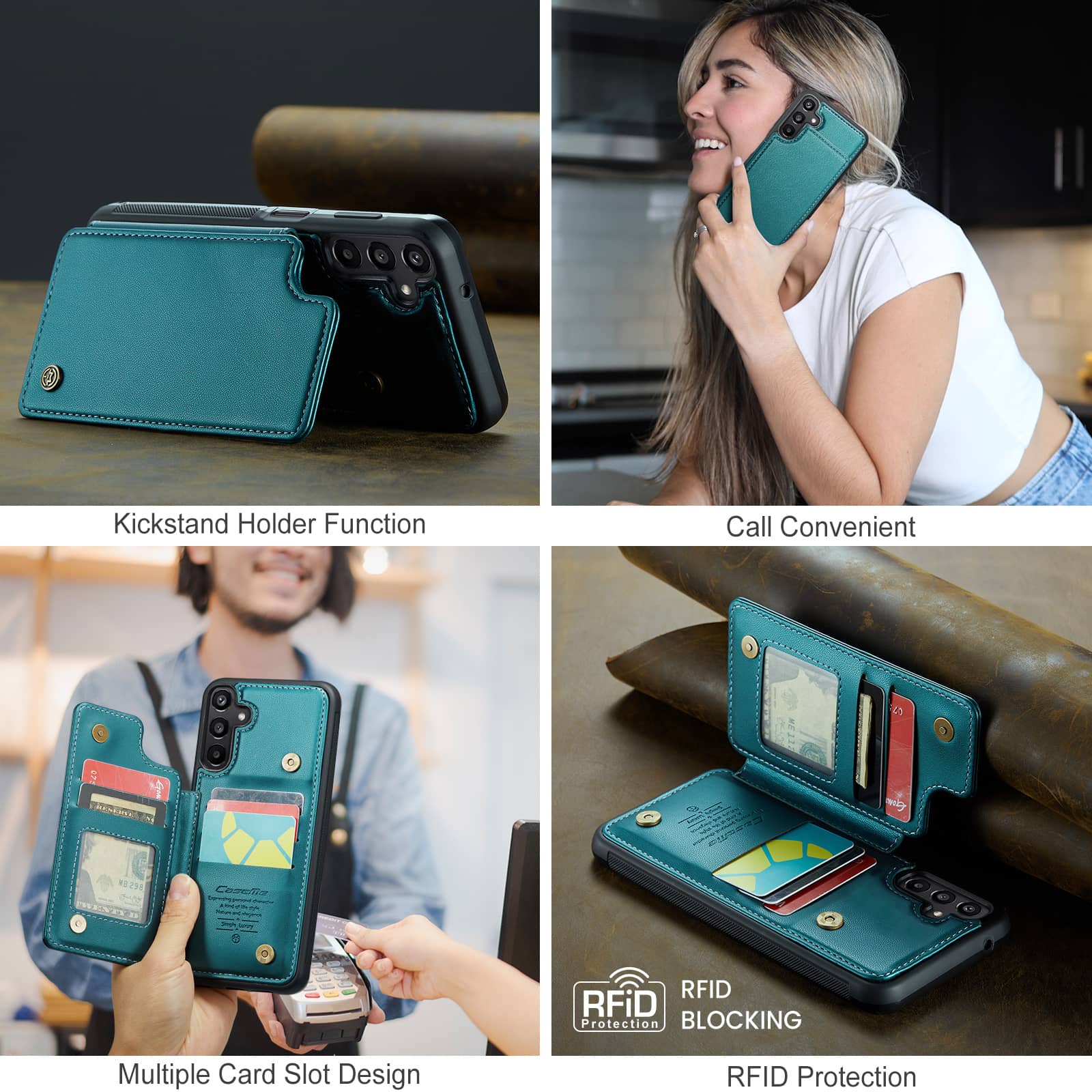 Cyberland Samsung Galaxy A16 Wallet Case Green photo 7