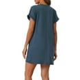 thumbnail image 3 of INSPIRE CHIC Women's Nightgown Sleep Dress Short Sleeve Crew Neck Soft Night Dress with Pockets M Blue, 3 of 5