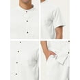 thumbnail image 6 of Lars Amadeus Men's Linen Sets Band Collar Button Down Short Sleeves Shirt Solid Beach Shorts, 6 of 6