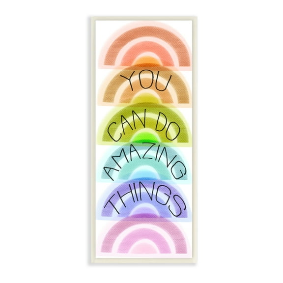 Stupell Industries You Can Do Amazing Things Phrase Stacked Rainbows Inspirational Painting Unframed Art Print Wall Art, 7 x 17