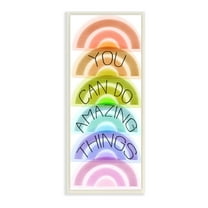 Stupell Industries You Can Do Amazing Things Phrase Stacked Rainbows Inspirational Painting Unframed Art Print Wall Art, 7 x 17