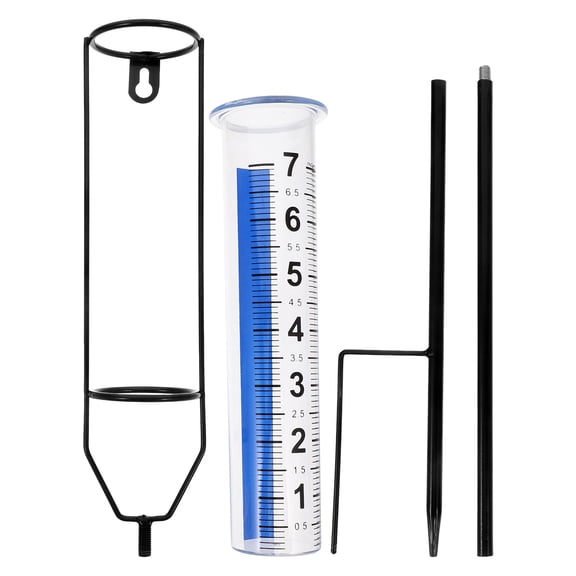 Raindrops Outdoor Rain Gauge with Large Clear Measuring Cup, Accurate and Easy-to-Read Rainfall Measurement for Garden and Yard Use