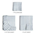 thumbnail image 3 of CGK Linens 3-Piece Hotel Luxury Striped Sheet Set - Twin Size Stripe Pattern Bed Sheets, Blue Stripes, 3 of 7