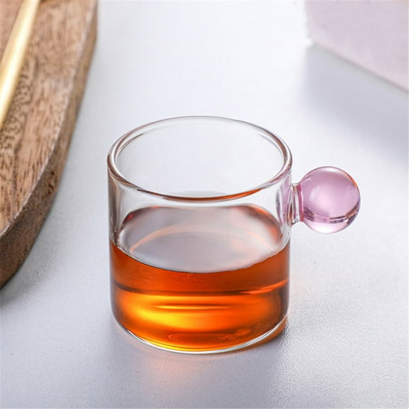 60/120ml Glass Coffee Tea Mug Clear/Atomized Glass Cup with Sphere Ball Handle