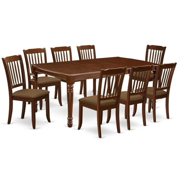 East West Furniture Dining Room Set Mahogany, DODA9-MAH-C
