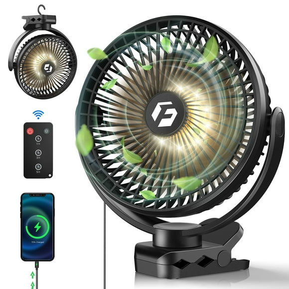 Ventilador portátil con clip FRIZCOL 12000 mAh con luces y control remoto