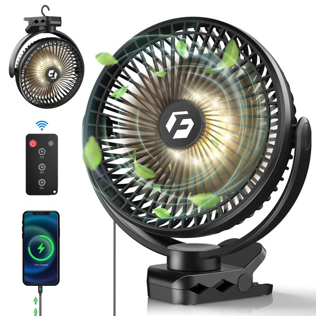 Ventilador portátil con clip FRIZCOL 12000 mAh con luces y control remoto