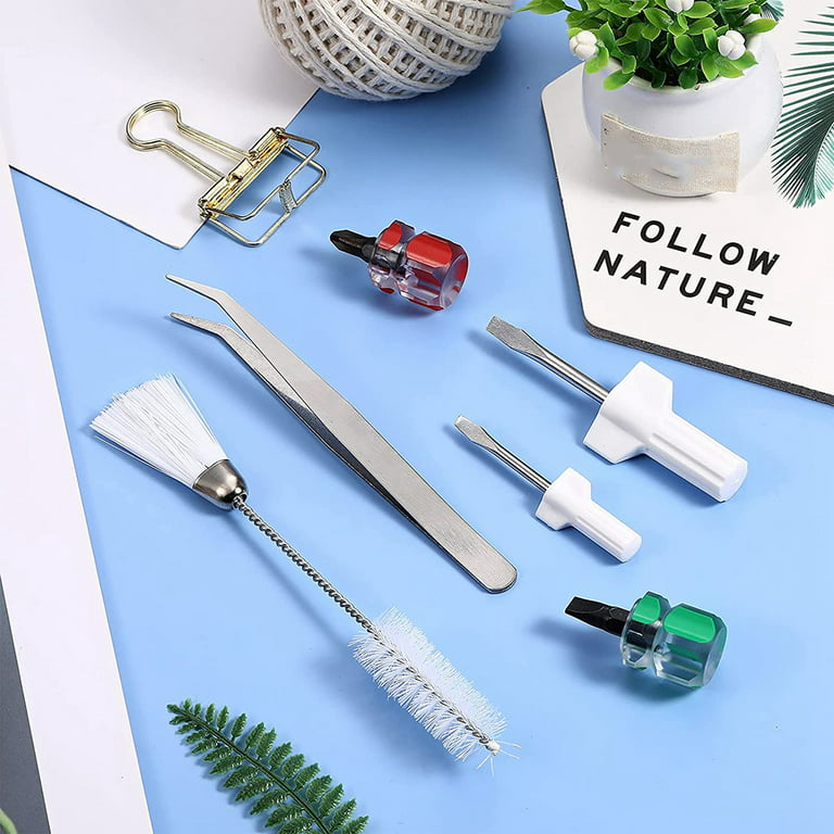 6 Pieces Sewing Machine Cleaning Kit Includes Tweezers Double Headed Lint  Brush 4 Pieces Short Screwdriver, Flathead Cross Head Screwdrivers Mini
