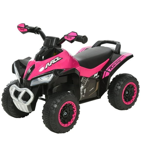 Aosom 4 Wheels Ride on Motorcycle Toy for Kids Baby Toddler Ride-on Car Walker No Power Foot To Floor Slider with Music and lightening function for 18-36 Months Pink