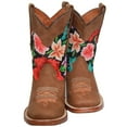 thumbnail image 4 of The Western Shops Kids Western Boot Girls Floral Cowboy Cowgirl Leather Brown Boot, 4 of 6