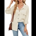 thumbnail image 1 of Blusas Informales de Larga Extragrandes con Botones y Cuello Halter para Mujer Albaricoque M, 1 of 10