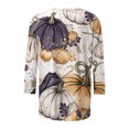 thumbnail image 4 of HKEJIAOI Chemise d'Halloween pour Femmes Manches Longues Col Rond Imprimé Graphique Mode Célébration d'Halloween Haut Multicolore-4, 4 of 5