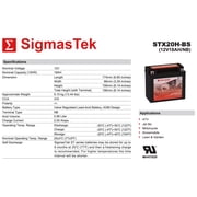 Deka ETX16 SLA Battery Replacement STX20H-BS 12V 18AH 310 CCA Spillproof Maintenance Free