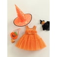 thumbnail image 2 of Wassery Toddler Kids Girls Halloween Dress and Witch Hat Sleeveless Tulle Tutu Princess Dress 2Pcs Cosplay Party Outfits, 2 of 9