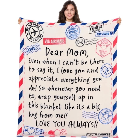 Joyfy Blanket for Mom 50" x 60" Soft Flannel Throw Blanket Birthday Mother's Day Gift,Ivory White
