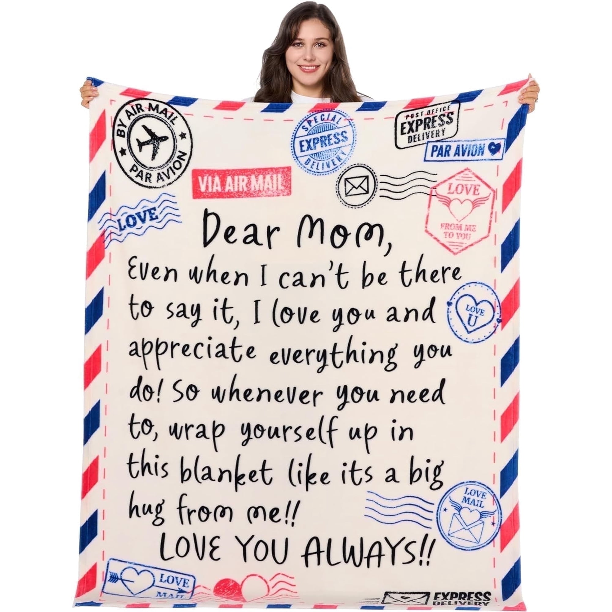 Joyfy Blanket for Mom 50" x 60" Soft Flannel Throw Blanket Birthday Mother's Day Gift，Ivory White