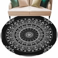 thumbnail image 2 of Black Boho Round Area Rug 5 FT, Non Slip Bedroom Rugs, Retro Farmhouse Neutral Abstract Geometric Washable Soft Circular Carpet Non-Shedding Floor Mat for Kitchen Dining Room Foyer Balcony Dorm, 2 of 8