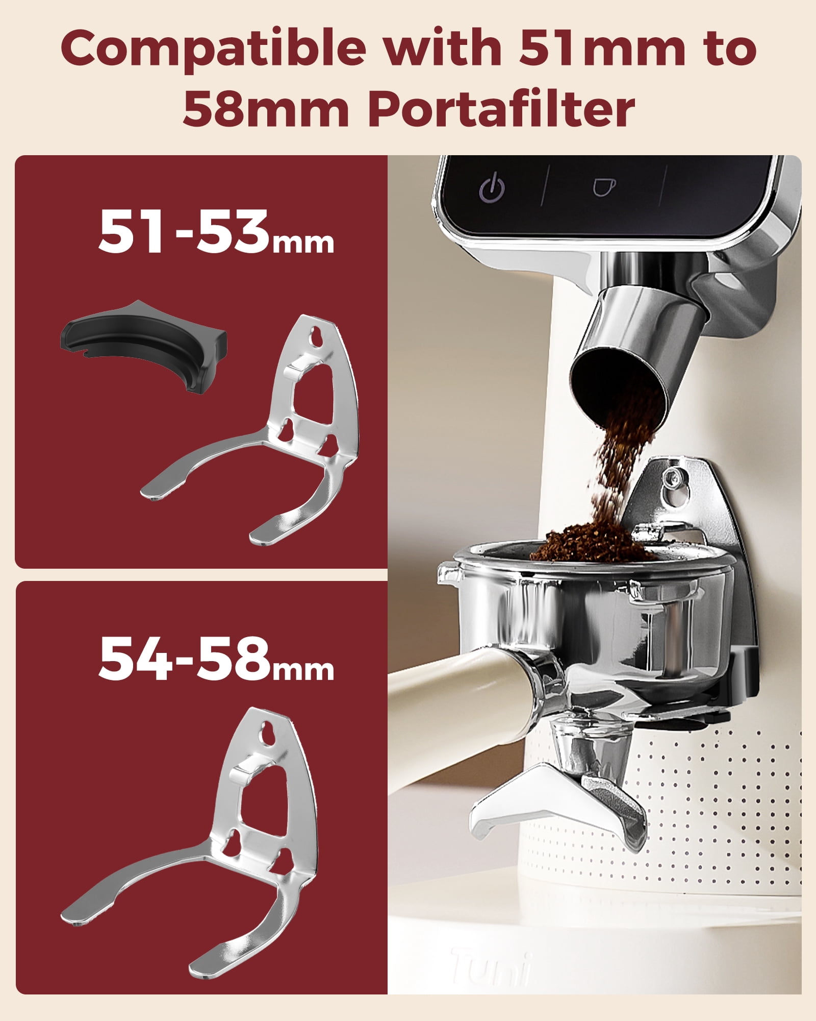 Tuni G2 Conical Burr Coffee Grinder, 70 Grind Settings Anti-static Burr Mill, Precision Electronic Timer and LED Touchscreen for Espresso/Drip/Cold Brew/French Press, Stainless Steel, Ivory