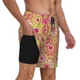 thumbnail image 2 of Kdxio Yellow Flowers Print Men's Swim Trunks with Compression Liner 7 Inch Inseam Quick Dry Swim Shorts, 2 of 7