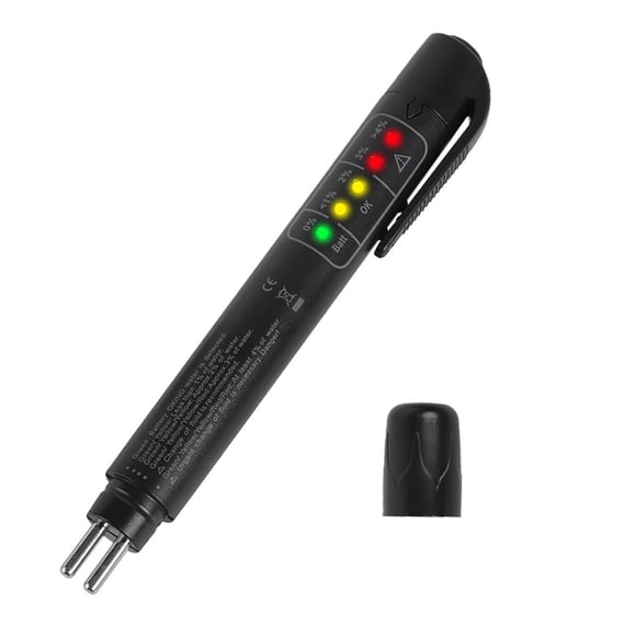 Brake Fluid Tester Brake Fluid Liquid Testing Pen Brake Fluid Tester Portable Brake Fluid Liquid Testing Pen With 5 LED Indicators For DOT3 DOT4 Vehicle Automotive Brake Fluid