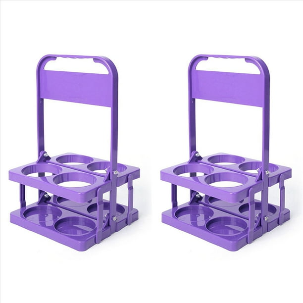 2X Portabebidas de Plástico Plegable con 4 Orificios, Portabebidas Reutilizable con Asa Portabebidas Portátil de Color Oscuro