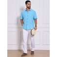 thumbnail image 5 of DARING DIVA Men's Texture Short Sleeve Button Down Casual Knitted Shirt M Light Blue, 5 of 7