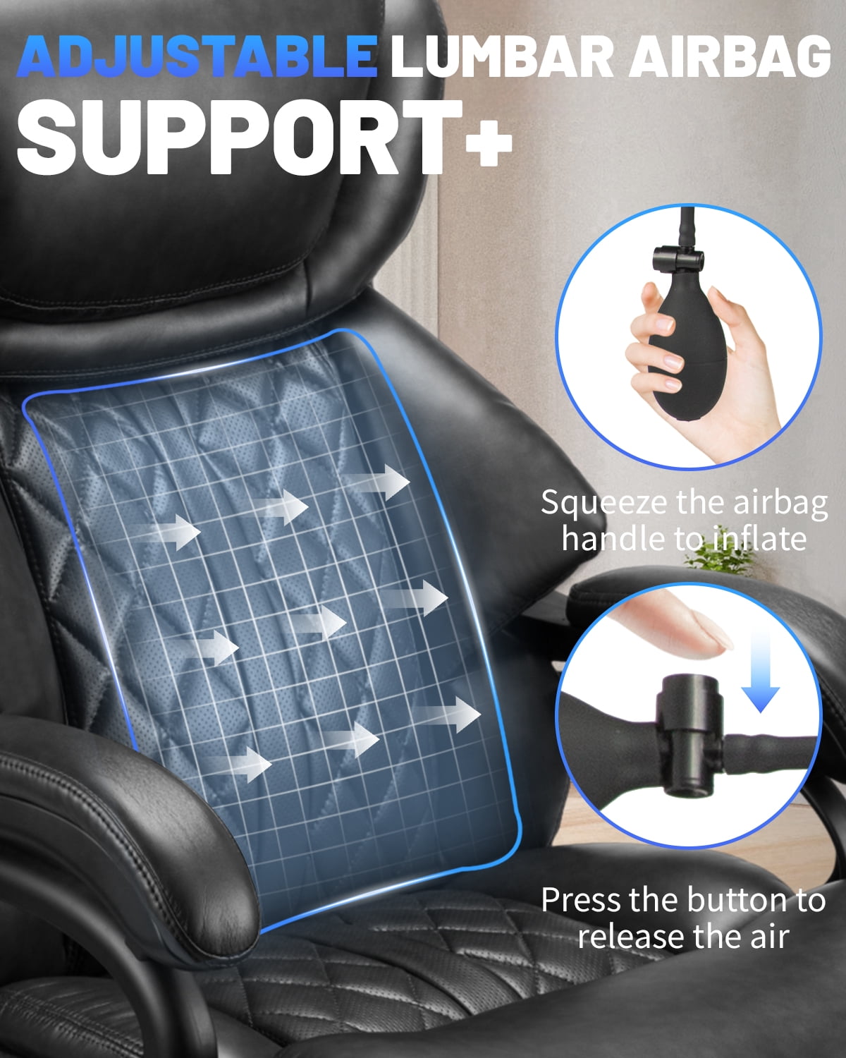 High Back Ergonomic PU Leather Executive Chair, Swivel Computer Desk Chair with Armrests