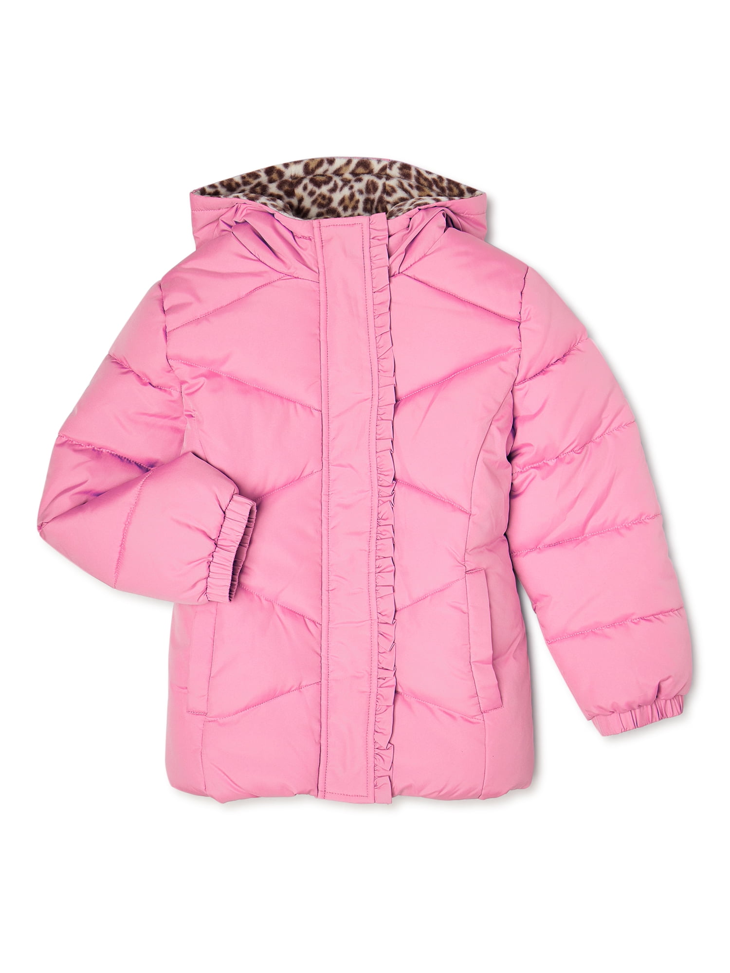 Pink Platinum Women's Faux Packable W/Leopard Fur Lining 