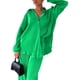 thumbnail image 4 of VISgogo Traje Casual para Mujer, Camisa de Solapa con Botones de Color Sólido de Manga Larga + Pantalones Largos de Pierna Ancha VISgogo moda, 4 of 8