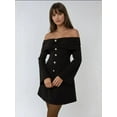 thumbnail image 2 of Exclusive Tailored Off Shoulder Mini Dress with Button Detail, 2 of 4